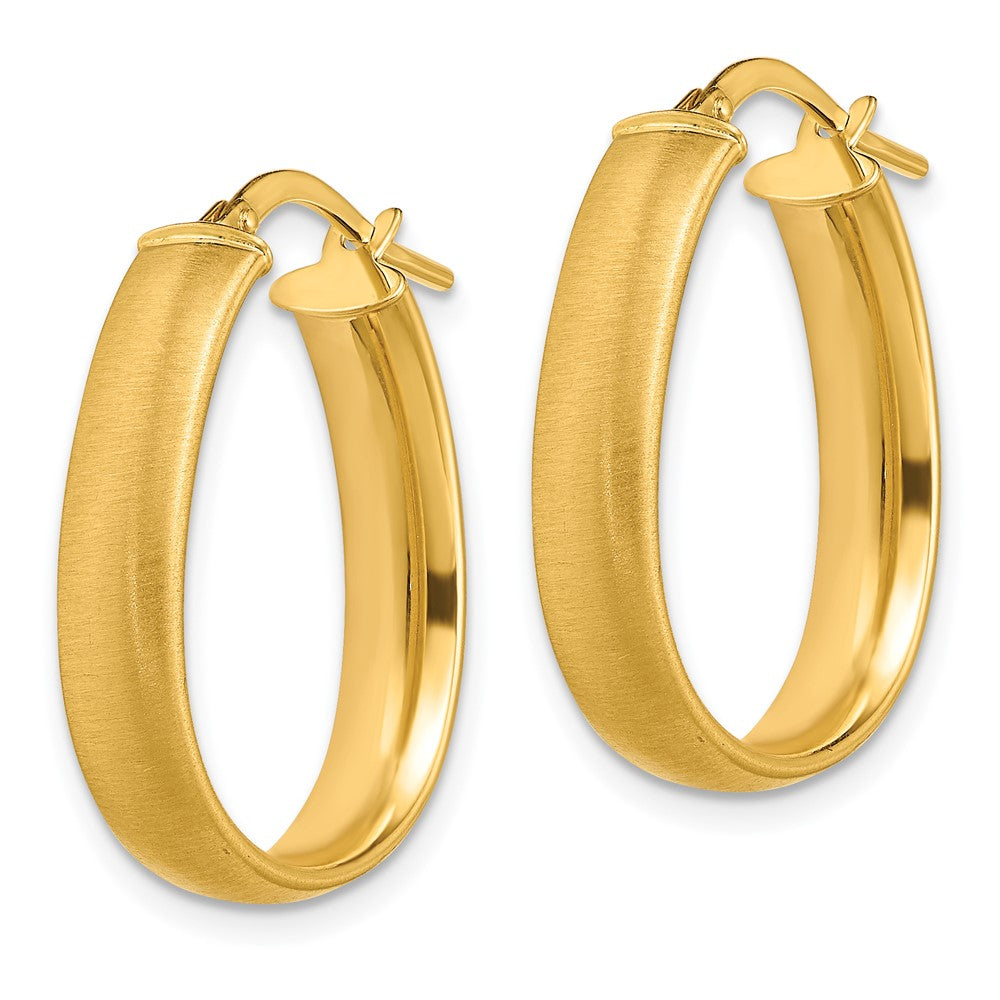 14k Yellow Gold 18.25 mm Satin and Polished Teardrop Hoop Earrings (2.18 grams)