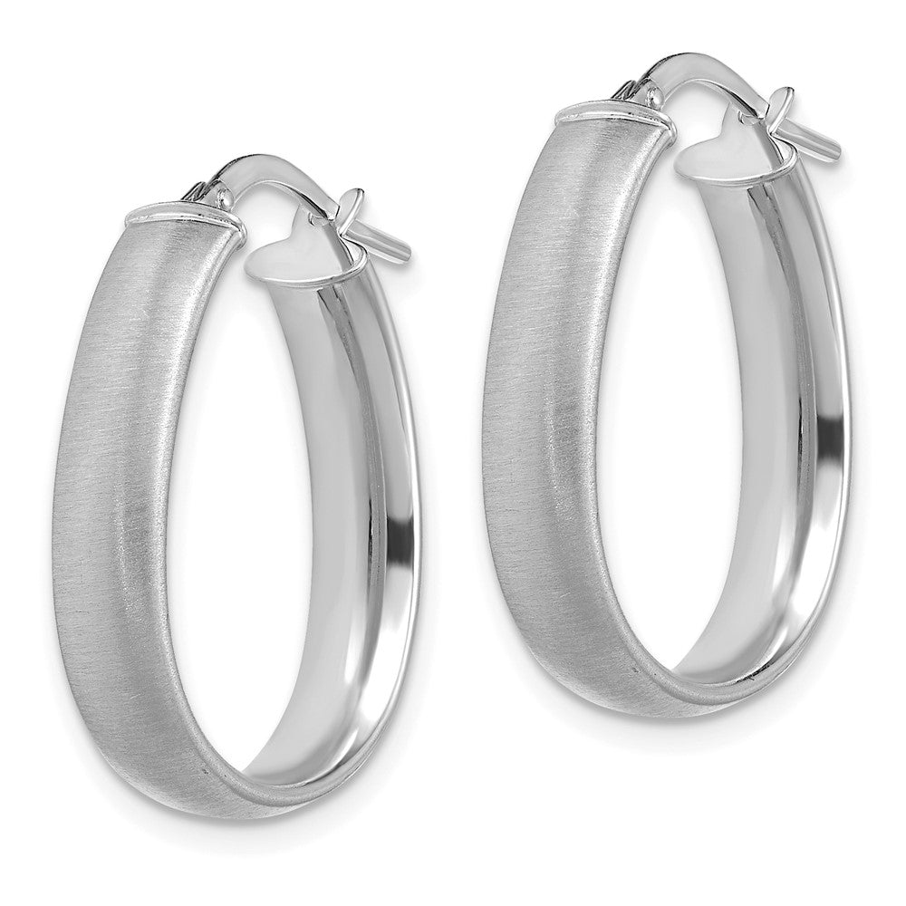 14k White Gold 18.25 mm Satin Teardrop Hoop Earrings (2.19 grams)