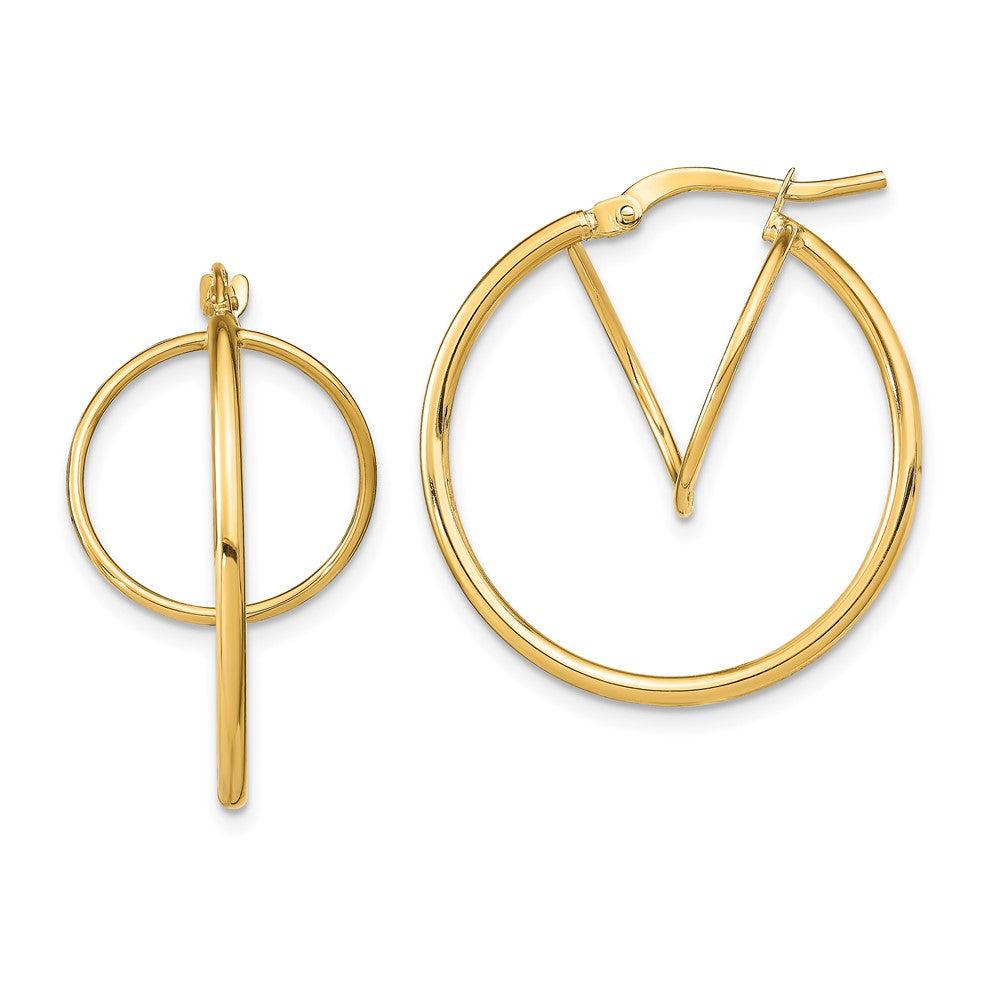 14k Yellow Gold 25.25 mm Twisted Circle Inside Hoop Earrings (1.82 grams)
