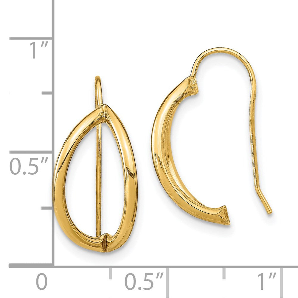 14k Yellow Gold 9.15 mm Half Circle Wire French Wire Earrings (0.71 grams)