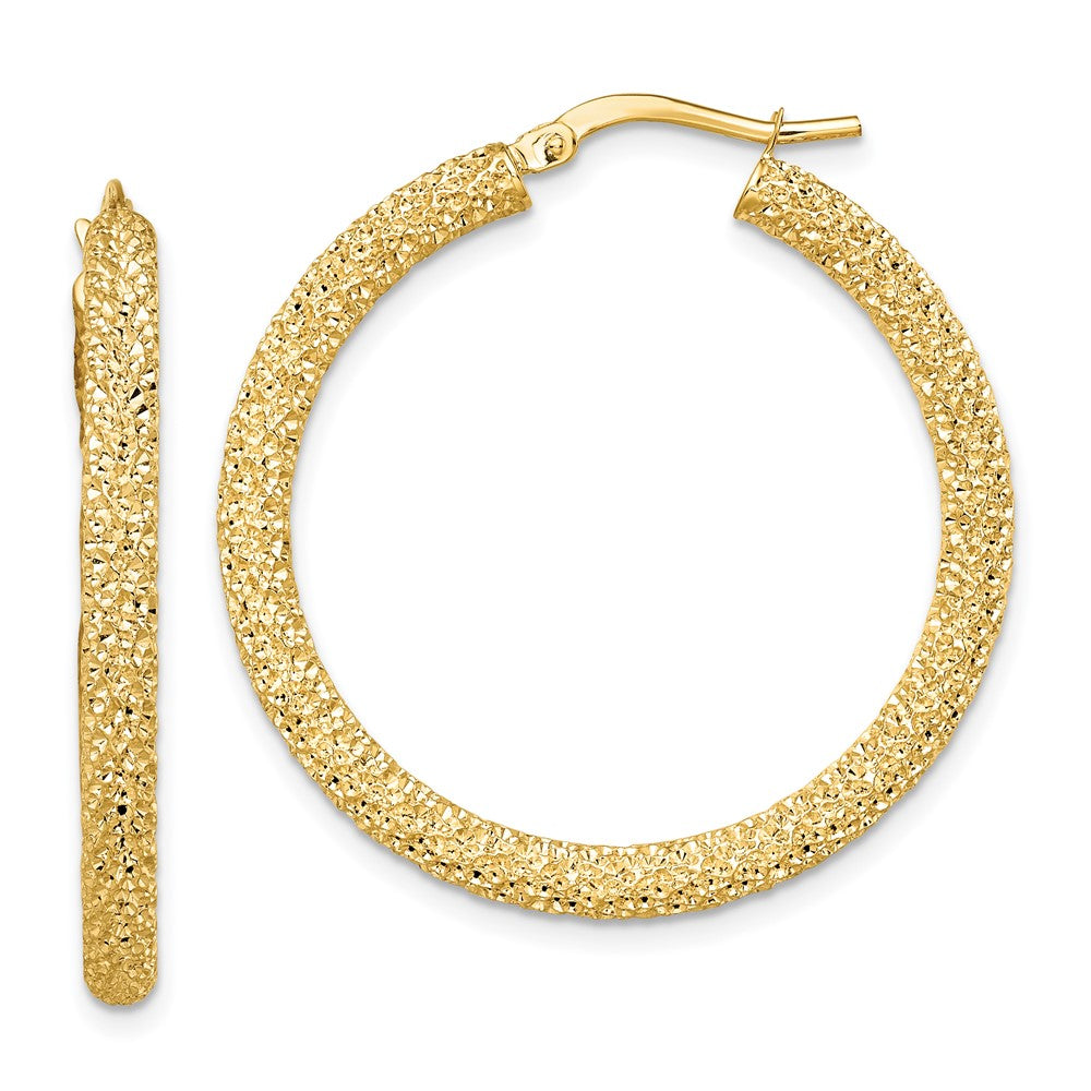 14k Yellow Gold 33.4 mm Diamond-cut Hoop Earrings (4.96 grams)