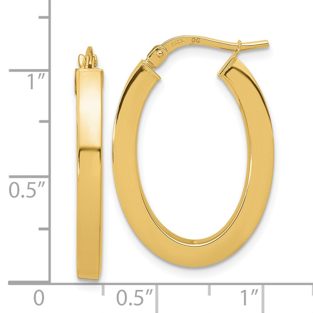 14k Yellow Gold 19 mm Polished Square Tube Oval Hoop Earrings (2.13 grams)