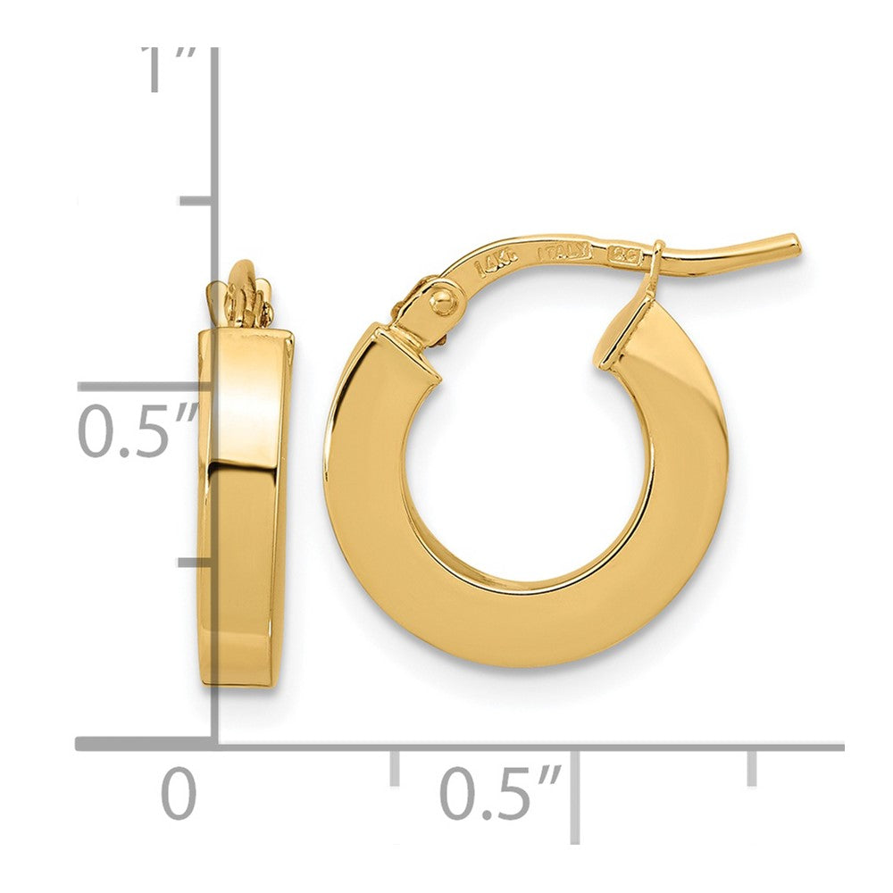 14k Yellow Gold 14 mm Square Tube Hoop Earrings (1.27 grams)