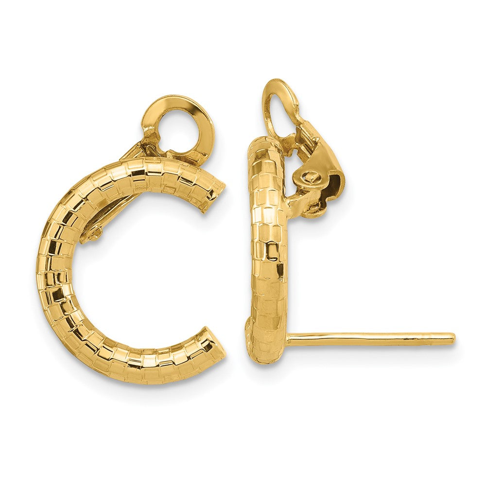 14k Yellow Gold 2.8 mm Polished & Textured U Shape Clip On & Post Earrings (2.07 grams)