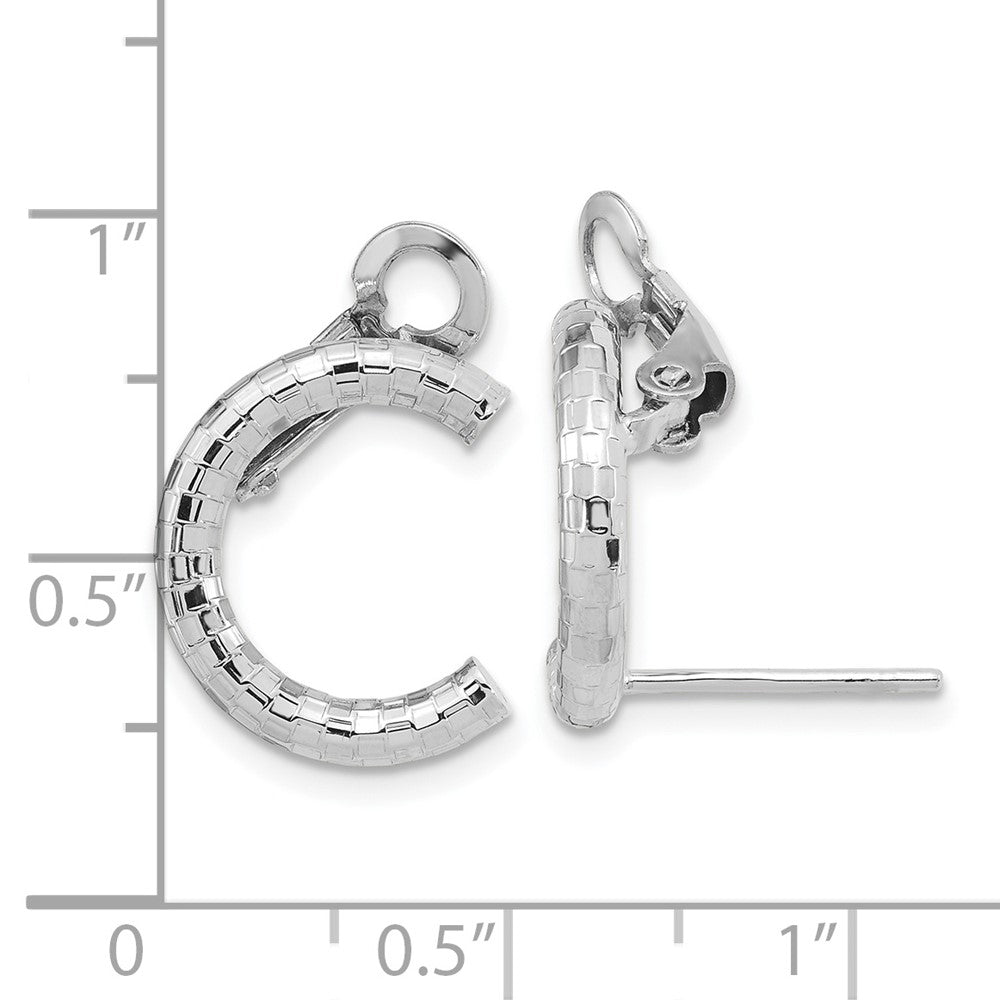 14k White Gold 2.8 mm Polished & Textured U Shape Clip On & Post Earrings (1.98 grams)