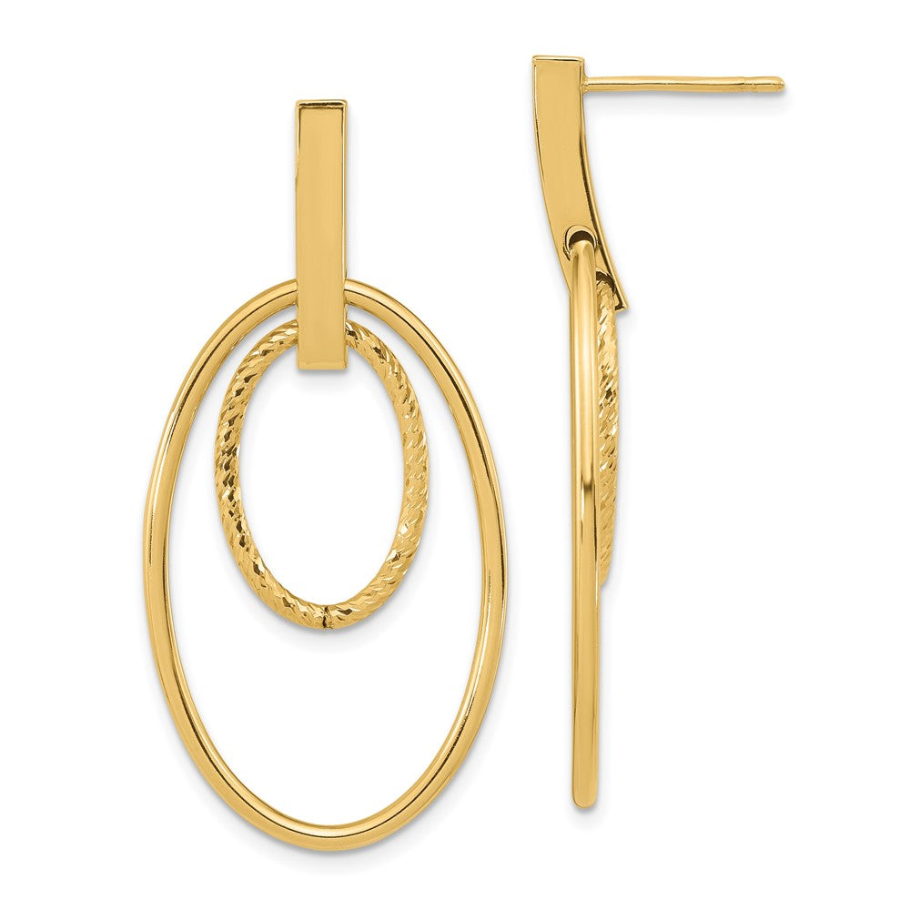 14k Yellow Gold 22 mm Polished Diamond Cut Post Dangle Earrings (2.41 grams)