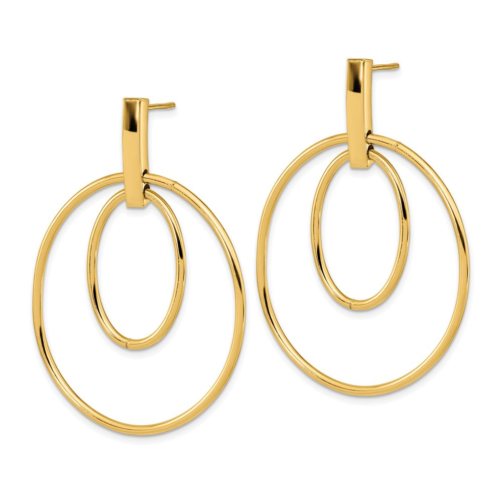 14k Yellow Gold 35 mm Polished Post Dangle Earrings (3.14 grams)