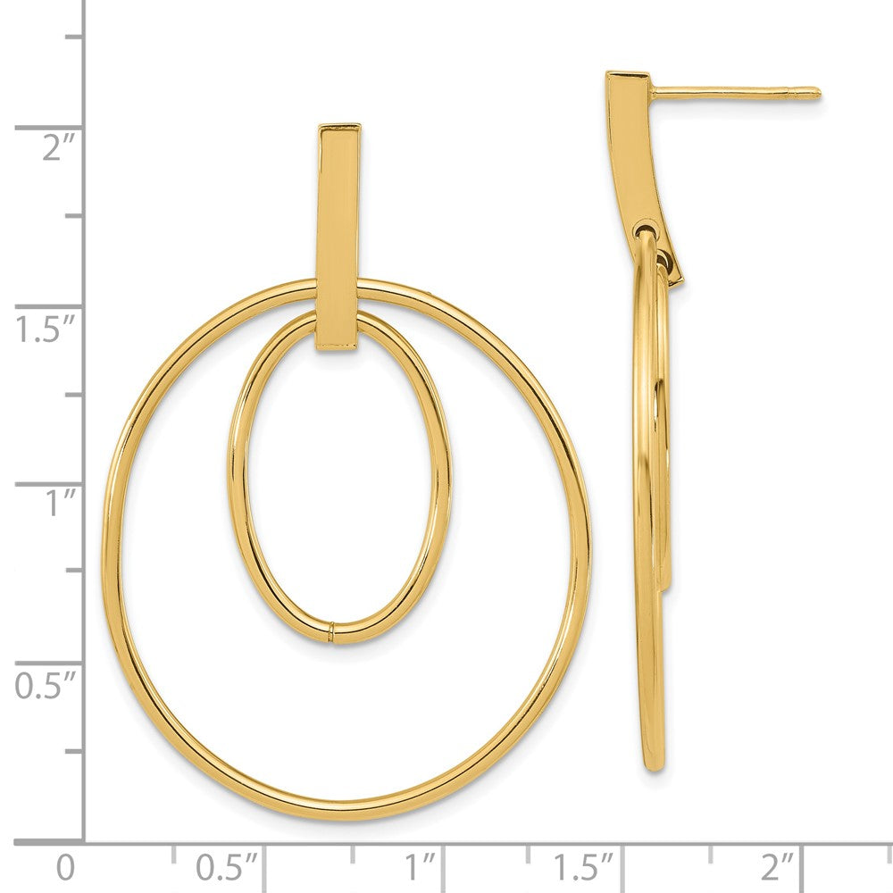 14k Yellow Gold 35 mm Polished Post Dangle Earrings (3.14 grams)