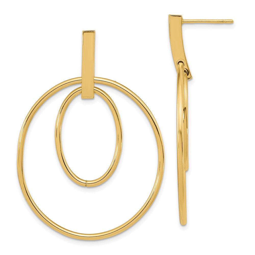 14k Yellow Gold 35 mm Polished Post Dangle Earrings (3.14 grams)