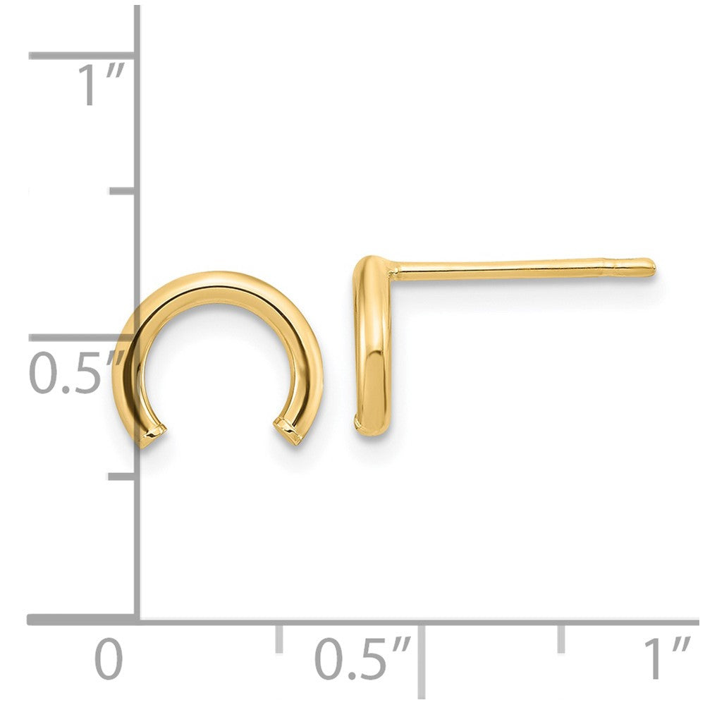 14k Yellow Gold 9.5 mm Polished U Shape Tube Post Earrings (0.63 grams)