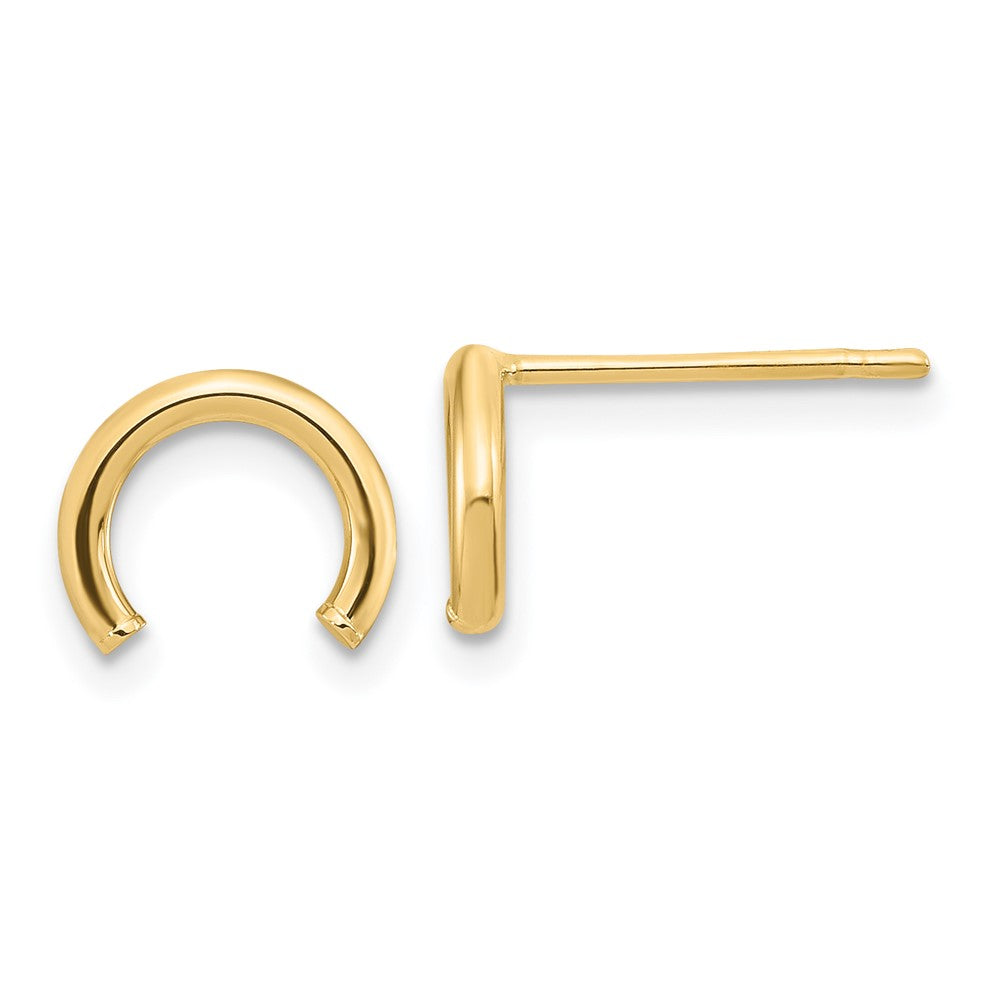 14k Yellow Gold 9.5 mm Polished U Shape Tube Post Earrings (0.63 grams)