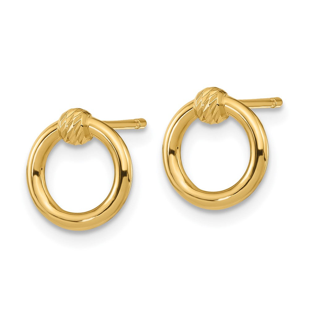 14k Yellow Gold 9.65 mm Polished D/C Circle Post Earrings (0.83 grams)
