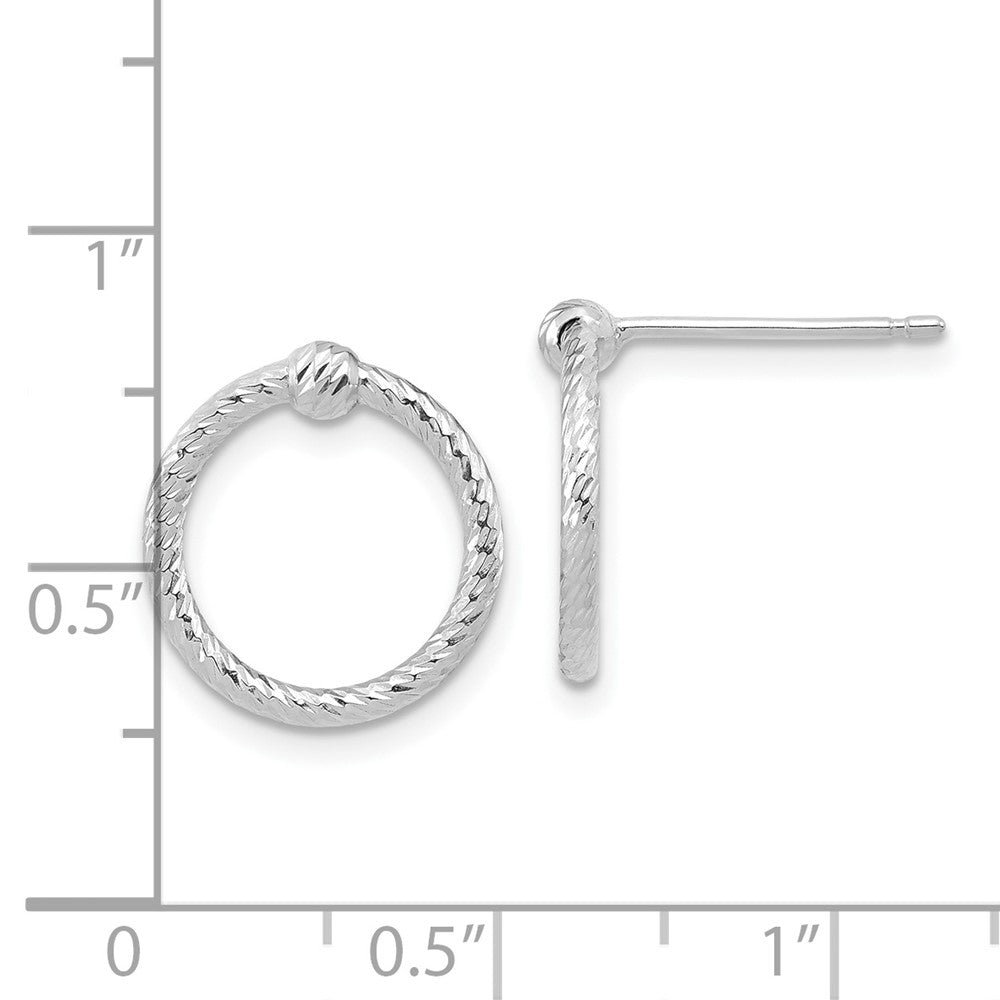 14k White Gold 13.8 mm Polished & D/C Twisted Circle Post Earrings (0.91 grams)