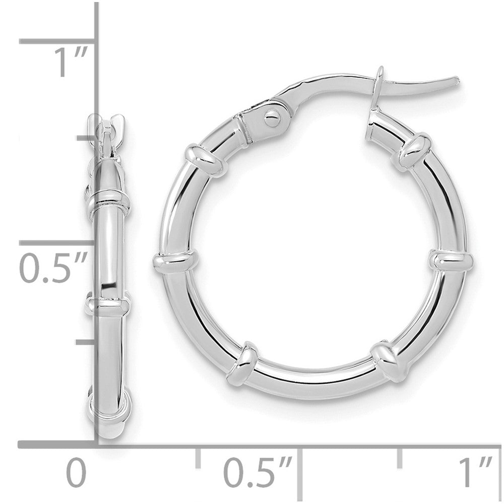 14k White Gold 19.05 mm White Polished Fancy Hoop Earrings (1.52 grams)