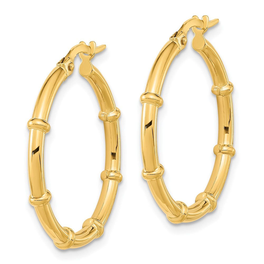 14k Yellow Gold 24.48 mm Polished and Fancy Hoop Earrings (1.84 grams)