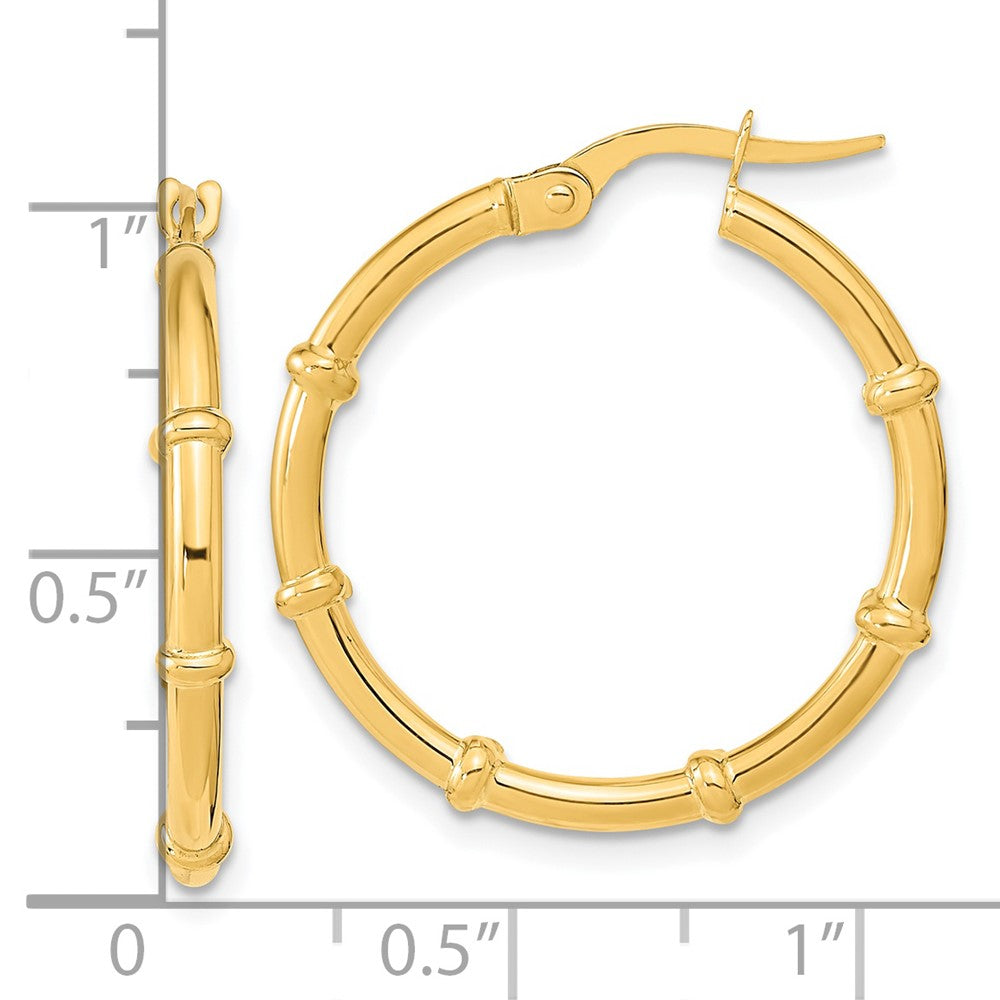 14k Yellow Gold 24.48 mm Polished and Fancy Hoop Earrings (1.84 grams)