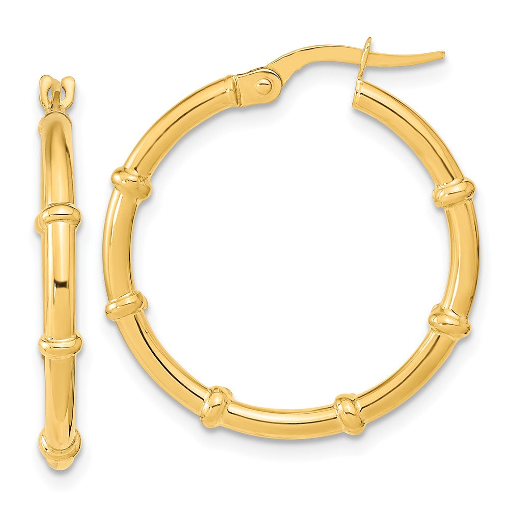 14k Yellow Gold 24.48 mm Polished and Fancy Hoop Earrings (1.84 grams)