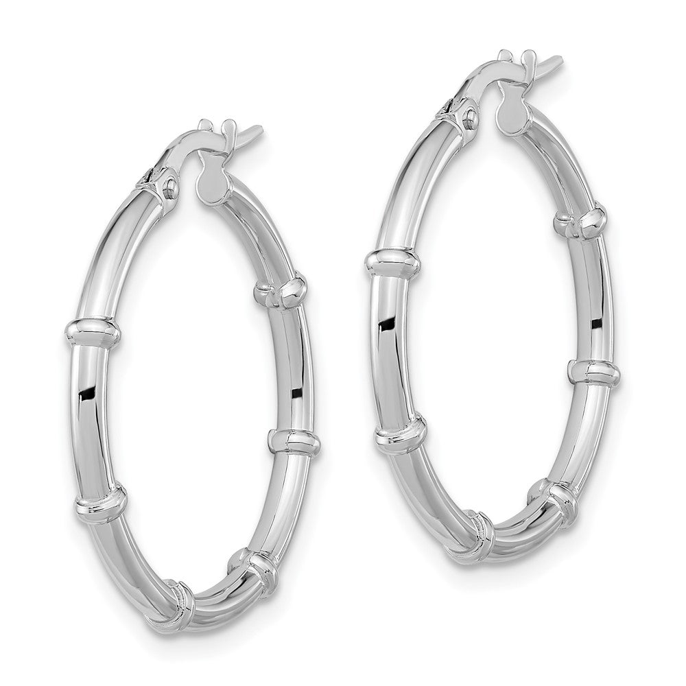 14k White Gold 24.48 mm White Polished and Fancy Hoop Earrings (1.99 grams)