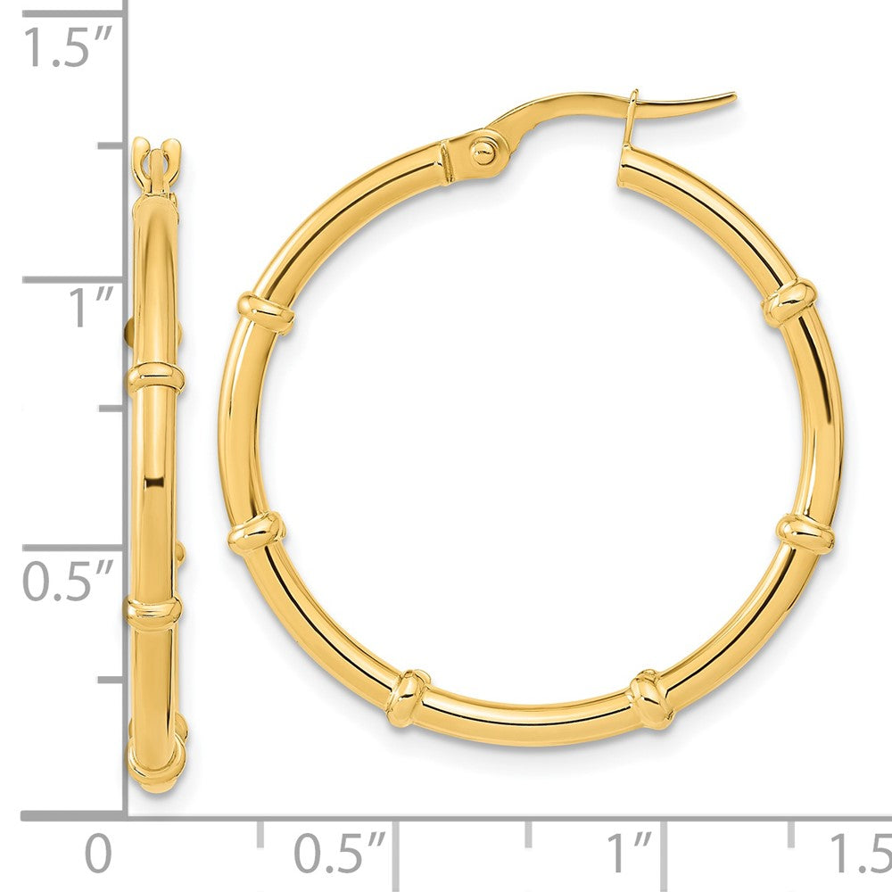 14k Yellow Gold 28.94 mm Polished and Fancy Hoop Earrings (2.18 grams)
