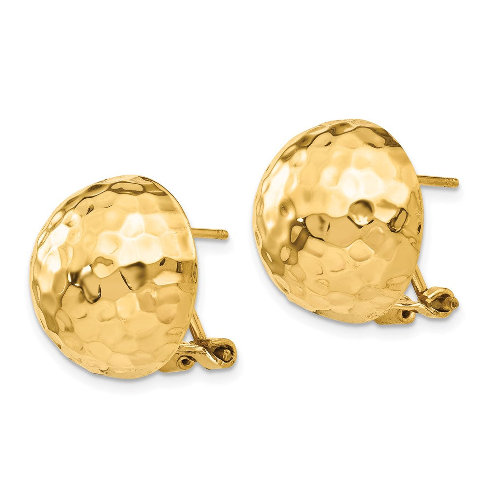 14k Yellow Gold 16 mm red Omega Back Post Earrings (5.36 grams)
