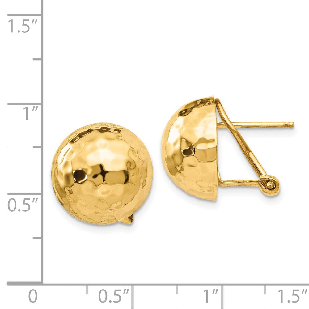 14k Yellow Gold 14 mm red Omega Back Post Earrings (4.47 grams)