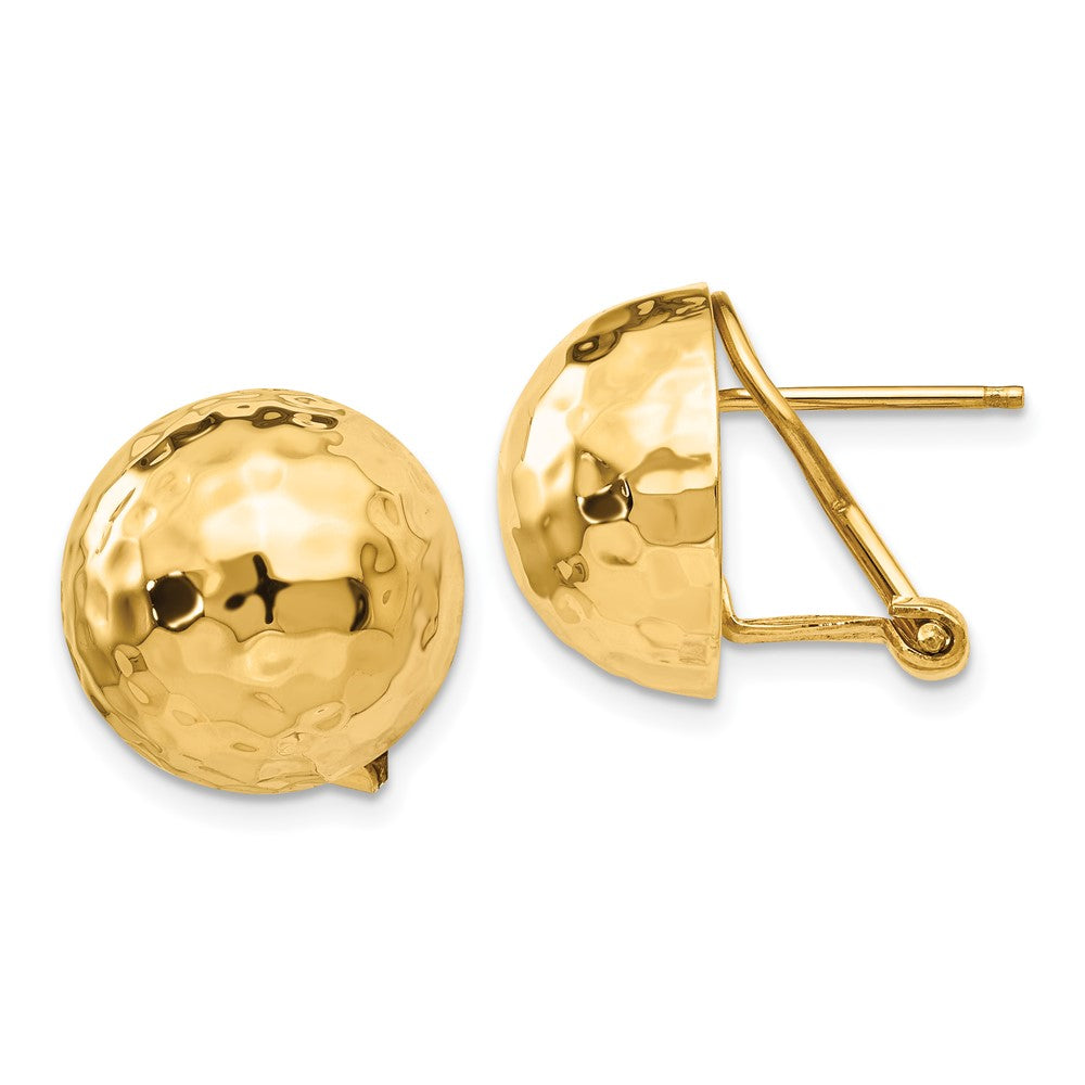 14k Yellow Gold 14 mm red Omega Back Post Earrings (4.47 grams)
