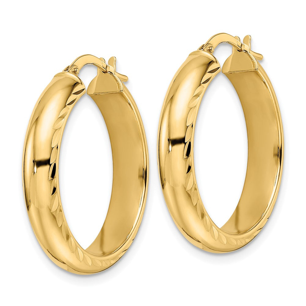 14k Yellow Gold 24.45 mm Polished & D/C Hoop Earrings (2.85 grams)