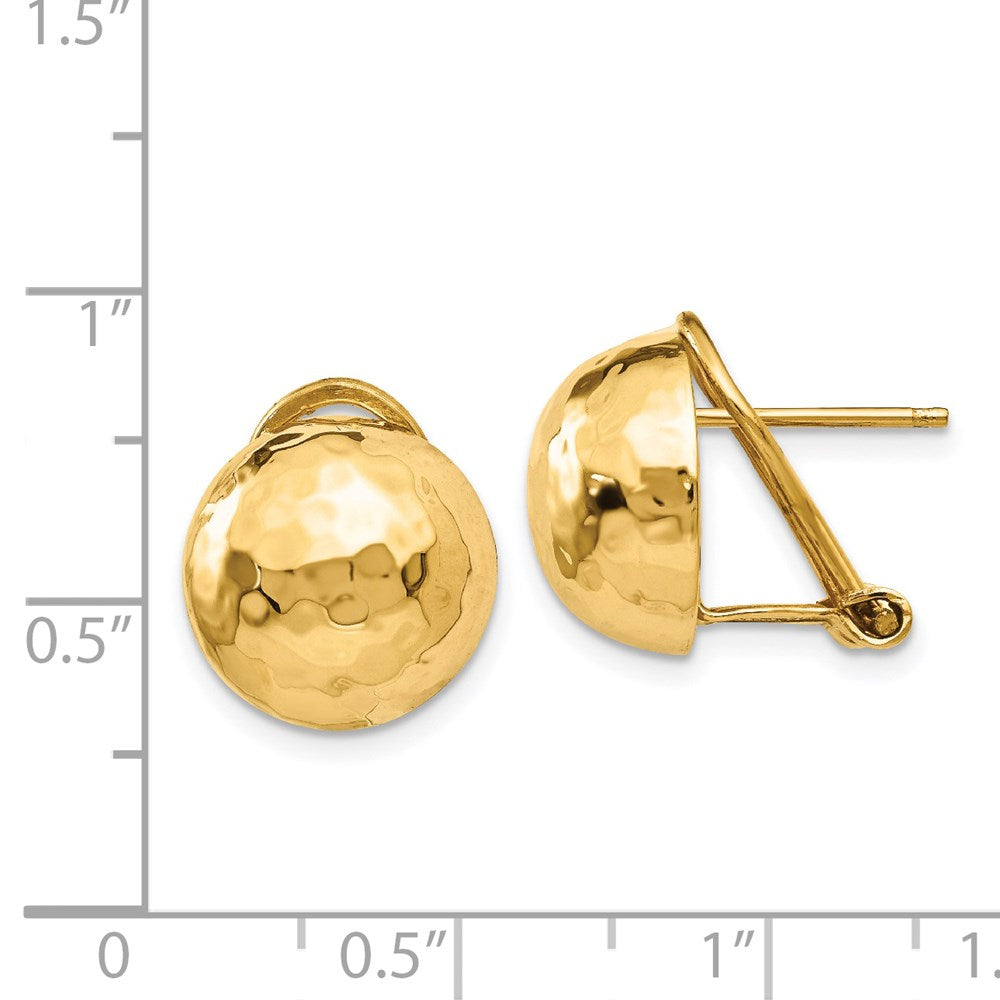 14k Yellow Gold 13 mm red Omega Back Post Earrings (3.71 grams)