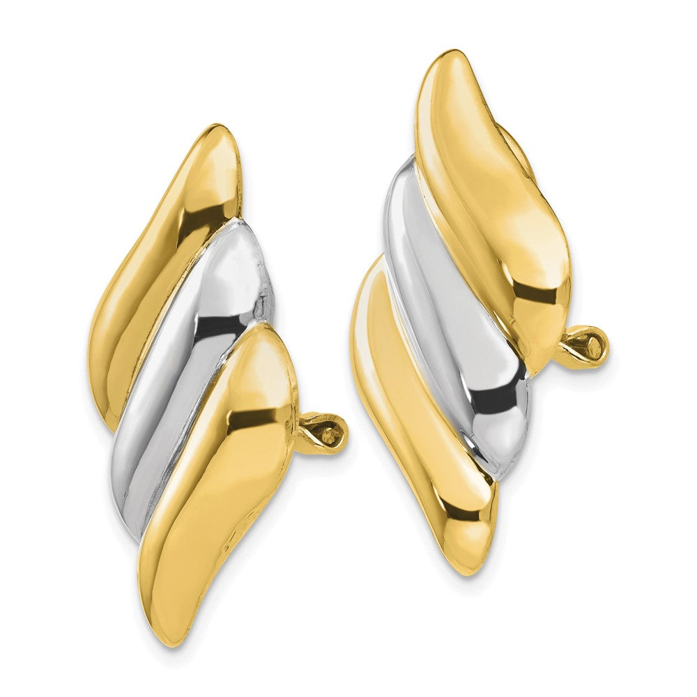14k Yellow & Rhodium 18 mm Non-pierced Omega Back Earrings (5.41 grams)