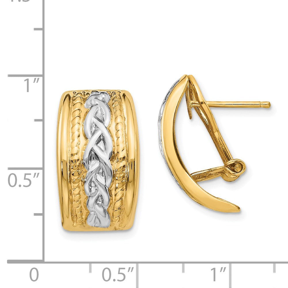 14k Yellow & Rhodium 11.5 mm Omega Back Post Earrings (5.41 grams)