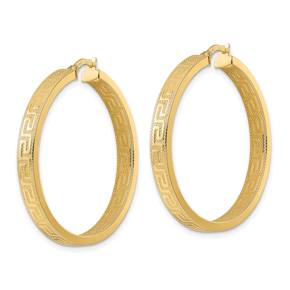14k Yellow Gold 35.97 mm Greek Key Hoop Earrings (4.03 grams)