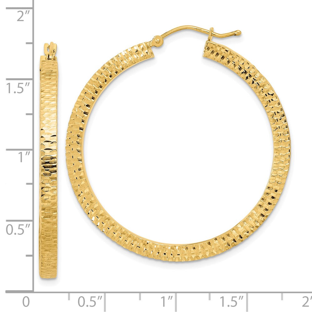 14k Yellow Gold 39.61 mm red Hoop Earrings (3.64 grams)