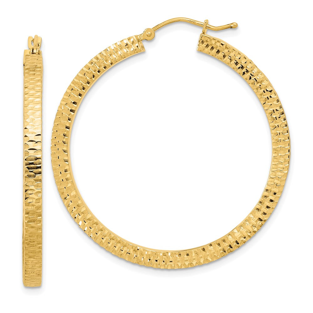 14k Yellow Gold 39.61 mm red Hoop Earrings (3.64 grams)