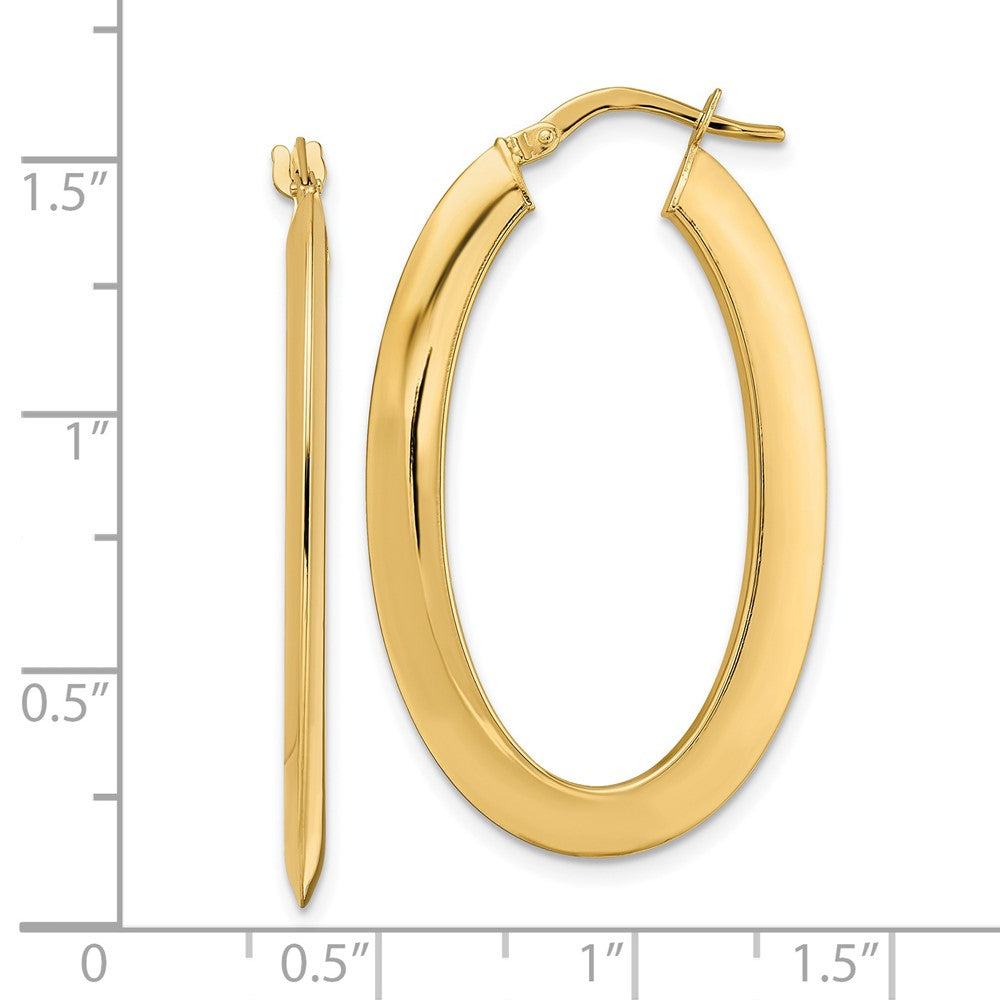 14k Yellow Gold 23.5 mm Polished Oval Hoop Earrings (2.37 grams)