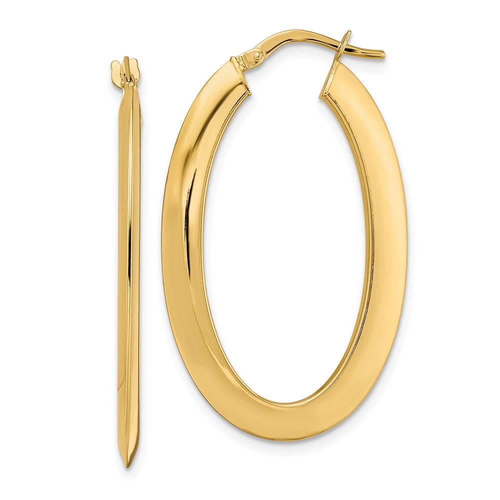 14k Yellow Gold 23.5 mm Polished Oval Hoop Earrings (2.37 grams)