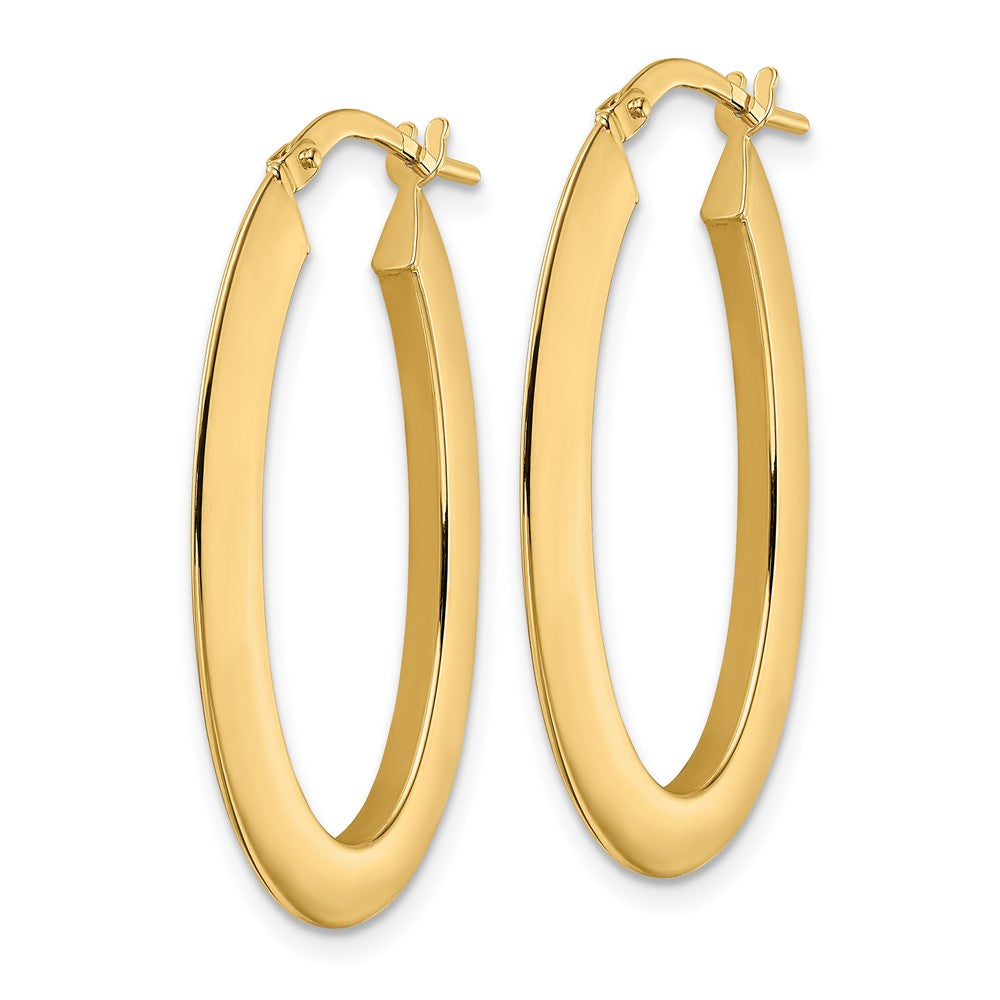 14k Yellow Gold 20.5 mm Polished Oval Hoop Earrings (2.06 grams)
