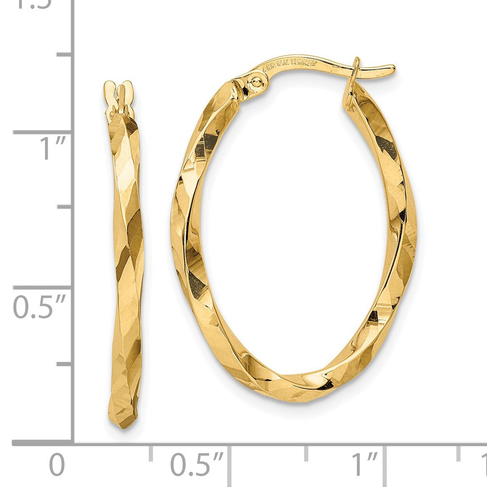 14k Yellow Gold 20.2 mm Oval Hoop Earrings (2.14 grams)