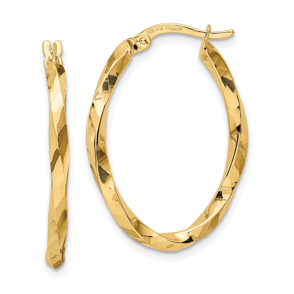 14k Yellow Gold 20.2 mm Oval Hoop Earrings (2.14 grams)