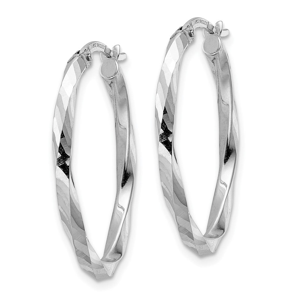 14k White Gold 20.2 mm Oval Hoop Earrings (2.12 grams)