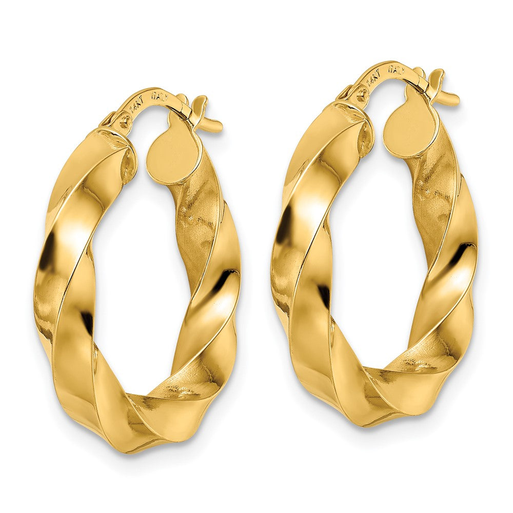 14k Yellow Gold 21.6 mm Polished Twisted Hoop Earrings (2.34 grams)