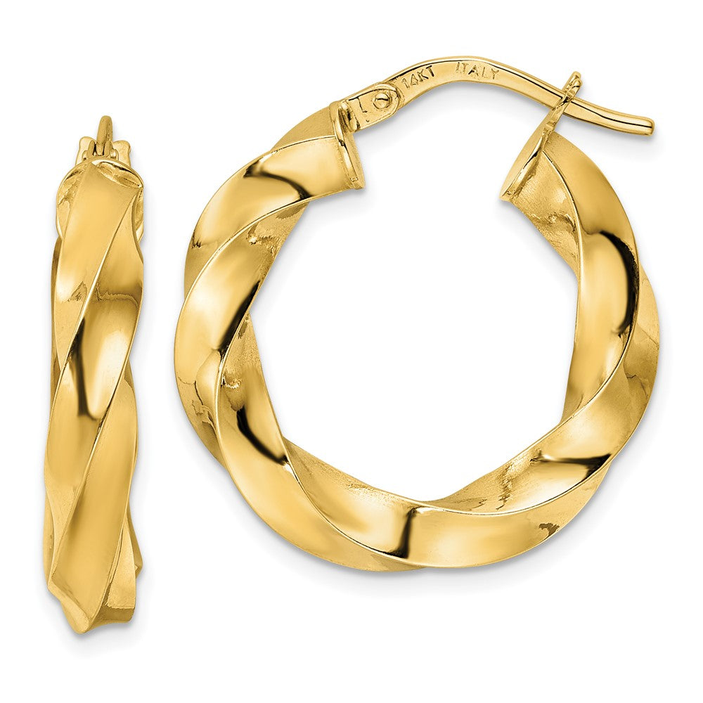 14k Yellow Gold 21.6 mm Polished Twisted Hoop Earrings (2.34 grams)