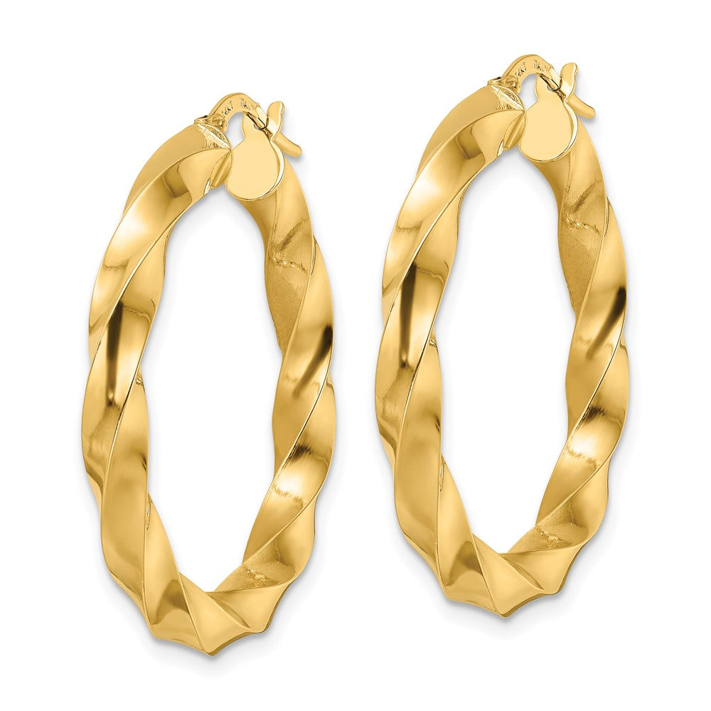 14k Yellow Gold 32.4 mm Polished Twisted Hoop Earrings (3.38 grams)