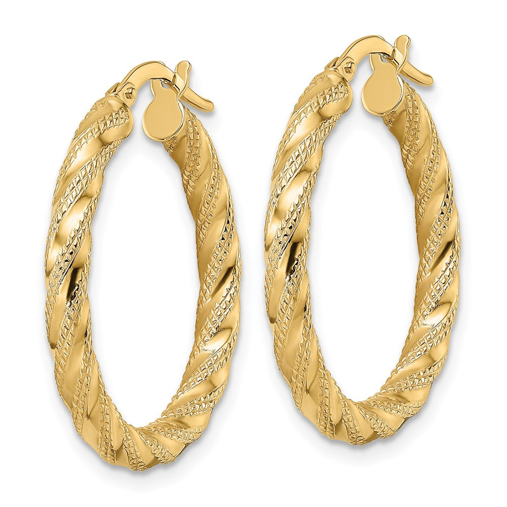 14k Yellow Gold 25 mm Polished Twisted Hoop Earrings (2.08 grams)