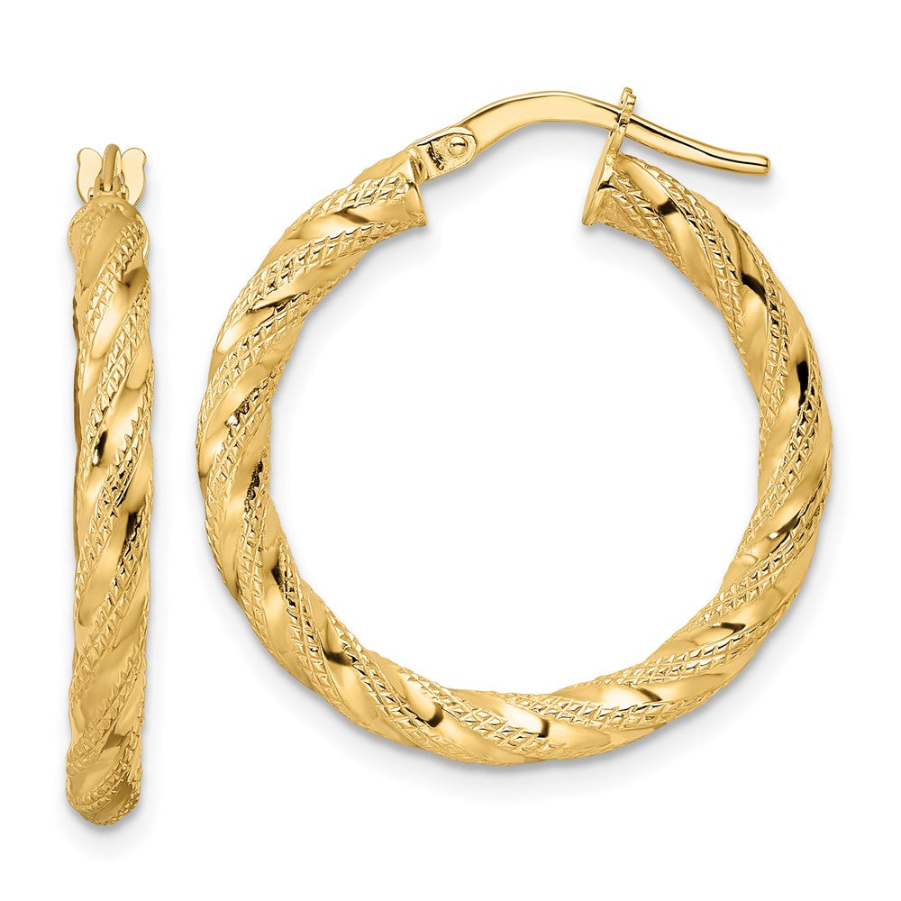 14k Yellow Gold 25 mm Polished Twisted Hoop Earrings (2.08 grams)