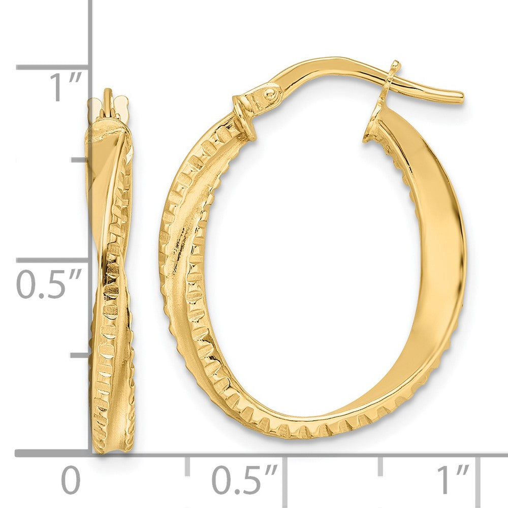 14k Yellow Gold 19 mm Polished Twisted Oval Hoop Earrings (1.2 grams)