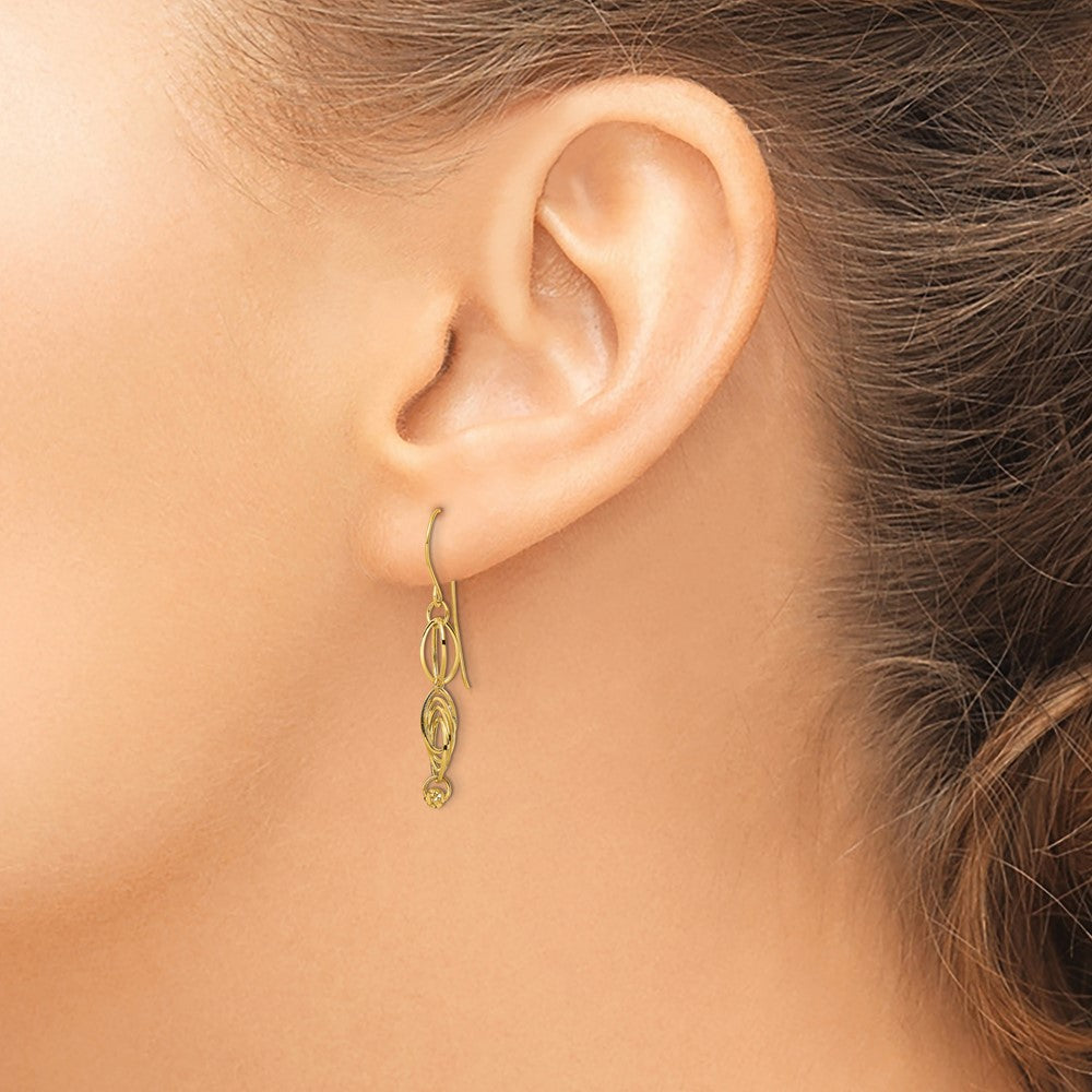 14k Yellow Gold 5 mm Oval Link Dangle Earrings (0.79 grams)