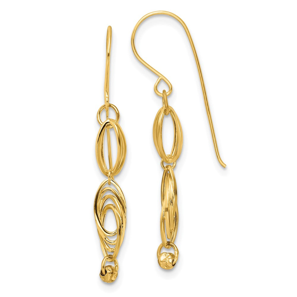 14k Yellow Gold 5 mm Oval Link Dangle Earrings (0.79 grams)