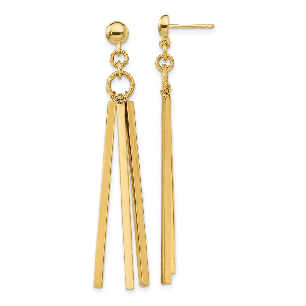14k Yellow Gold 16 mm Polished 3 Bar Post Dangle Earrings (2.81 grams)