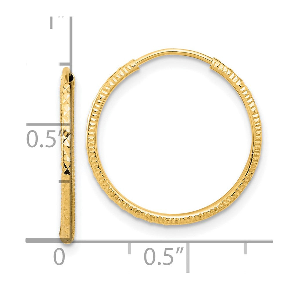 14k Yellow Gold 1.5 mm Endless Hoop Earrings (0.72 grams)