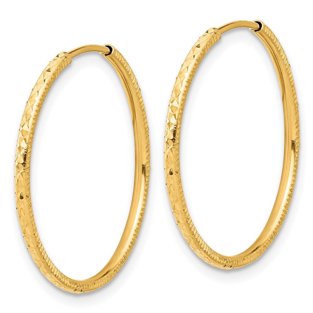 14k Yellow Gold 1.5 mm Endless Hoop Earrings (0.99 grams)